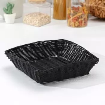 Корзинка для фруктов и хлеба Доляна «Плетёнка», 24246.5 см, пластик, плетёная, чёрная