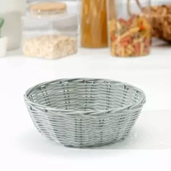 Корзинка для фруктов и хлеба Доляна «Плуг», 18186 см, пластик, плетёная, серая