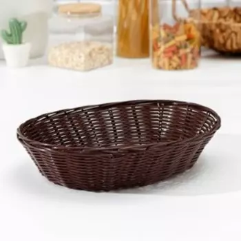 Корзинка для фруктов и хлеба Доляна «Шоко», 27216 см, пластик, плетёная, коричневая
