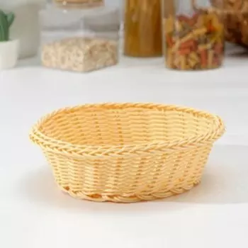 Корзинка для фруктов и хлеба Доляна «Ваниль», 216.5 см, пластик, плетёная, молочная