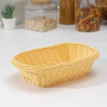 Корзинка для фруктов и хлеба Доляна «Ваниль», 24176,5 см, пластик, плтёная, бежевая