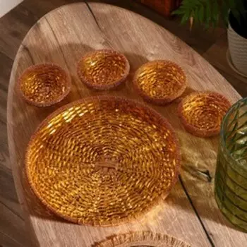 Корзинка для фруктов "Сафия" алюминий (набор 5 шт), 33х33х4 см