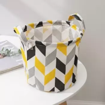 Корзинка для хранения с ручками Доляна «Зиг-заг», 21×21×20 см, цвет серо-жёлтый