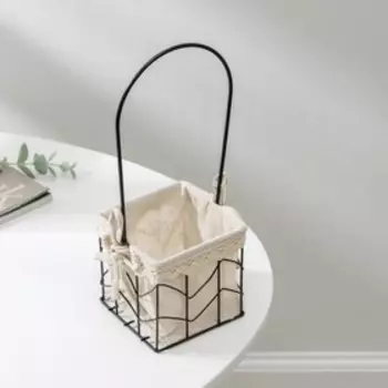 Корзинка для мелочей Доляна «Бохо», 9,5×9,5×25 см, цвет чёрный