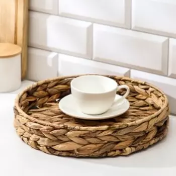 Корзинка для подачи Доляна «Камыш», d=28 см, из соломы