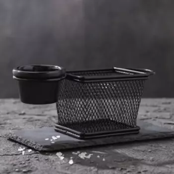 Корзинка для картофеля фри Доляна «Ночь», с соусником d=9.5 см, чёрная