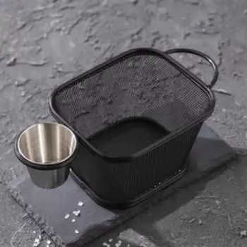 Корзинка для картофеля фри Доляна «Ночь», с соусником d=5 см, чёрная