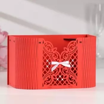 Корзинка для шампанского "Ажурная", бело-красная, 22,5х11х13 см