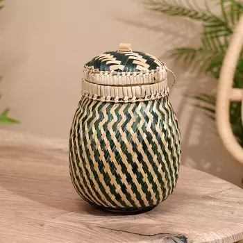 Корзинка плетёная с крышкой, 151517 см, бамбук