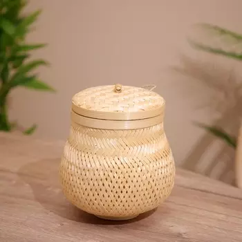 Корзинка плетёная с крышкой, 202022 см, бамбук