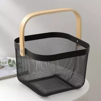 Корзинка универсальная LaDоm, квадратная, с ручкой, 24.524.518 см, чёрная