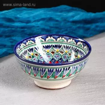 Бульонница узбекская Риштанская Керамика «Узор», 550 мл, d=15 см, синяя