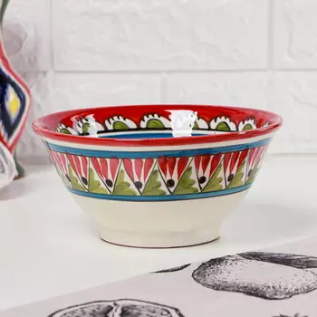 Бульонница узбекская Риштанская Керамика, 800 мл, d=18 см, красная