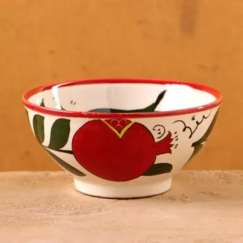 Коса Риштанская Керамика «Гранаты», d=15 см, керамика, белая, красная