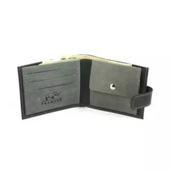 Портмоне на кнопке , 1 отдел для купюр, для монет, для кредитных карт, черный/серый пулап