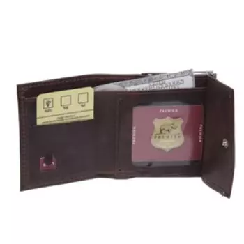 Кошелек, фермуар, коричневый, тёмный, пул-ап