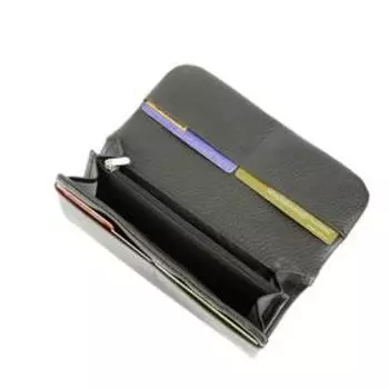 Кошелек, клапан, 4 кармана, 1 отдел для мелочи, н/к черный флотер