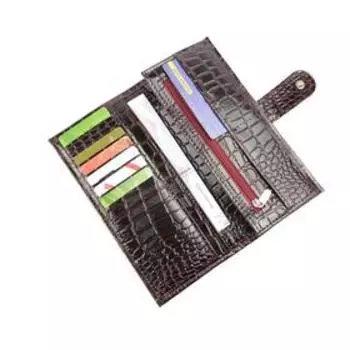 Кошелек, кнопка, 11 карманов, 1 отдел для мелочи, н/к бордо крокодил