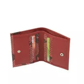 Кошелек, кнопка, 8 карманов, 1 отдел для мелочи, н/к красный питон/красный флотер