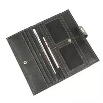 Кошелек, магнит, 14 карманов, 1 отдел для мелочи, н/к черный флотер