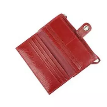 Кошелек, магнит, 18 карманов, 1 отдел для мелочи, н/к красный игуана