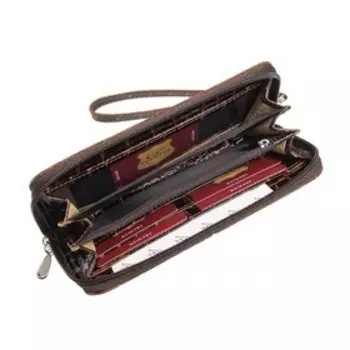 Кошелек, молния, коричневый, крокодил