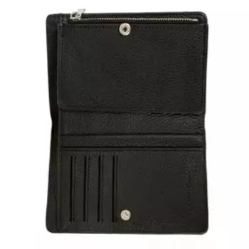 Кошелек на кнопке, отдел для карт(4)/купюр/монет, цвет черный 15х10х3см