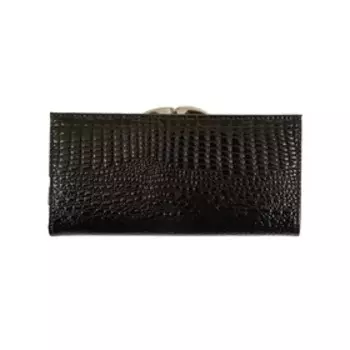 Кошелек на кнопке, отдел для карт/монет/купюр, цвет черный 19х9х3см