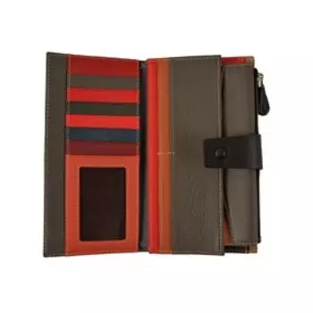 Кошелек на кнопке, отдел для купюр/монет/карт(11), цвет черный 19х10х2см