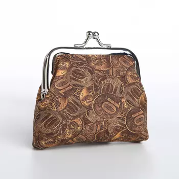 Кошелёк монетница на фермуаре, цвет коричневый/жёлтый