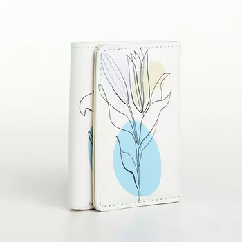 Кошелёк женский на кнопке, 10.52.58.5 см, с цветочным принтом, белый