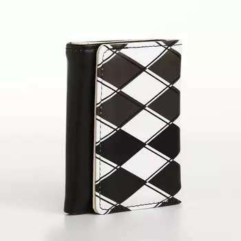 Кошелёк женский на кнопке, 10.52.58.5 см, с принтом, чёрный/белый