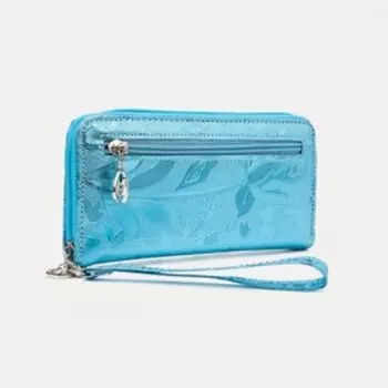 Кошелёк молнии, с ручкой, цвет голубой