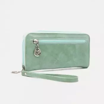 Кошелёк молнии, с ручкой, цвет зелёный