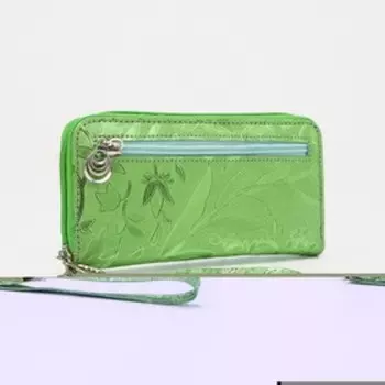 Кошелёк молнии, с ручкой, цвет зелёный