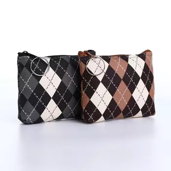 Кошелёк-монетница на молнии 11.52.58 см, в клетку, МИКС