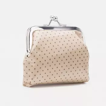 Кошелёк-монетница на фермуаре, 91.57 см, в горошек, бежевый