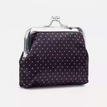 Кошелёк-монетница на фермуаре, 91.57 см, в горошек, чёрный