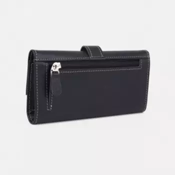 Портмоне мужское на кнопке, для купюр, для карт, для монет, цвет чёрный