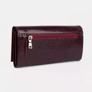 Кошелёк женский на кнопке, 192.78.2 см, с текстурой, бордовый