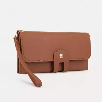 Кошелёк на кнопке, цвет коричневый