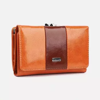 Кошелёк женский на кнопке, цвет оранжевый