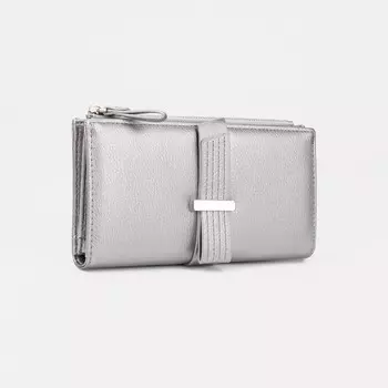 Кошелёк женский на кнопке, цвет серебряный