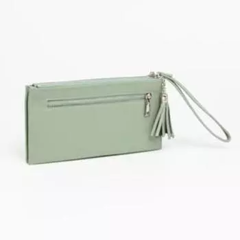 Кошелёк на молниях, с ручкой, цвет зелёный