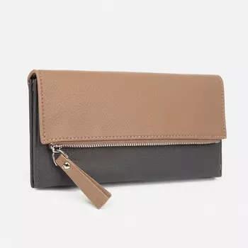 Кошелёк женский на магнитах, цвет серый/бежевый