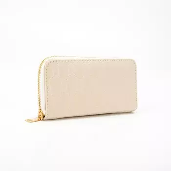 Кошелёк на молнии, цвет бежевый
