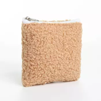 Кошелёк-монетница на молнии 1118 см, плюшевый, бежевый