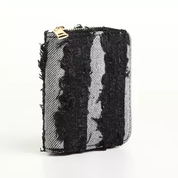 Кошелёк женский на молнии 8.5211 см, джинсовый, чёрный