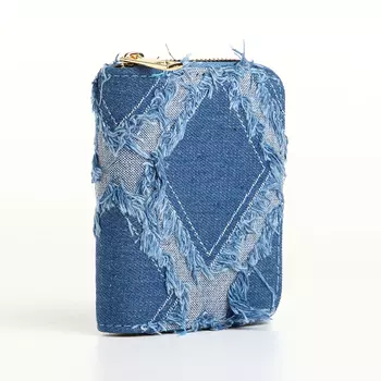Кошелёк женский на молнии 8.5211 см, джинсовый, голубой