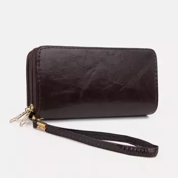 Кошелёк на молнии, цвет коричневый